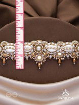 Alingana- The Chaste Embrace- Shells, Beads And Glass Drops Hand Embroidered Choker Neckpiece