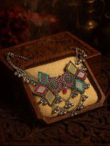 Bhuritejas- The Glorious Triflection- Mirror, Resham And Beads Hand Embroidered Choker Neckpiece