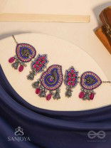 Strimaye - The Passionate Femininity - Beads And Stones Hand Embroidered Oxidised Neckpiece