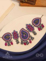 Strimaye - The Passionate Femininity - Beads And Stones Hand Embroidered Oxidised Neckpiece