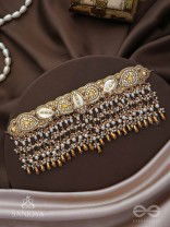 Prishit - Remnants Of The Raindrops- Stones, Beads, Glass Drops And Shells Hand Embroidered Choker Neckpiece