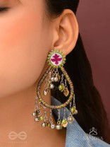 Haarit - The Olive Flutters - Beads Enamelled Oxidised Earrings