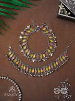 The Dainty Dazzle- Enamelled Oxidised Anklets (Set of 2)