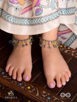 The Dainty Dazzle- Enamelled Oxidised Anklets (Set of 2)