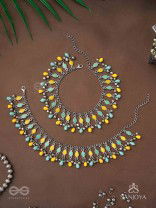 The Sunflower Garden- Enamelled Oxidised Anklets (Set of 2)