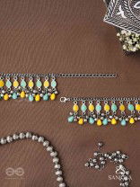 The Sunflower Garden- Enamelled Oxidised Anklets (Set of 2)