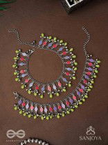 The Dreamcatcher Delight- Enamelled Oxidised Anklets (Set of 2)