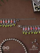 The Dreamcatcher Delight- Enamelled Oxidised Anklets (Set of 2)