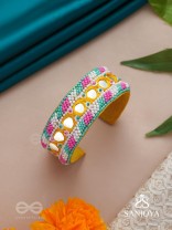 Madana- The Spring Poetry- Mirror, Resham And Beads Hand Embroidered Bangle