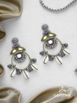 Dyuvani- The Coastal Grove- Mirror, Resham And Shells Hand Embroidered Earrings