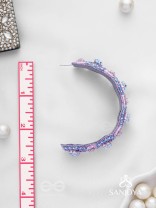 Niliman- The Blueming Lavender- Stones And Beads Hand Embroidered Earrings