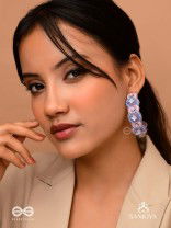 Niliman- The Blueming Lavender- Stones And Beads Hand Embroidered Earrings