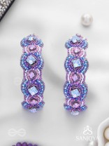 Niliman- The Blueming Lavender- Stones And Beads Hand Embroidered Earrings