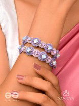 Jagacchitra- The Nebula Sparkles - Stones And Beads Hand Embroidered Bangles (Set Of 2)