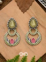 The Lily Woods- Stone Enamelled Oxidised Ear Jackets