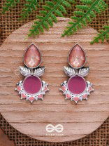 The Leafy Glow- Stone Enamelled Oxidised Ear Jackets