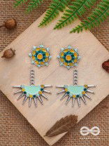 The Begonia Field- Enamelled Oxidised Ear Jackets