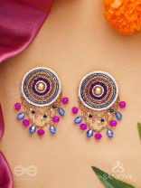 Adrija- The Fresh Soul- Dabka, Cutdana And Glass Drops Hand Embroidered Earrings