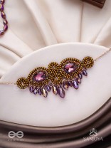 Aujasika- The Rusty Vigor- Stones, Beads And Glass Drops Hand Embroidered Choker Neckpiece