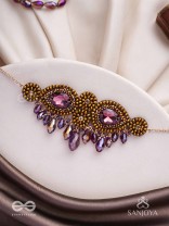 Aujasika- The Rusty Vigor- Stones, Beads And Glass Drops Hand Embroidered Choker Neckpiece