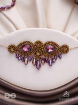 Aujasika- The Rusty Vigor- Stones, Beads And Glass Drops Hand Embroidered Choker Neckpiece