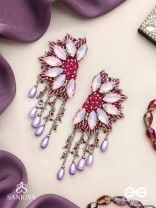 Ardhikrit- The Rosewood Halves- Stones, Resham And Glass Drops Hand Embroidered Earrings