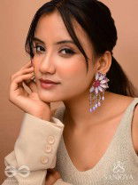 Ardhikrit- The Rosewood Halves- Stones, Resham And Glass Drops Hand Embroidered Earrings