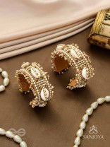 Lavnakar- The Coast Of Treasures- Shells And Beads Hand Embroidered Bangles (Set Of 2)