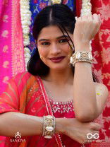 Saindhav- The Marine Love- Shells And Beads Hand Embroidered Bangle (Set Of 2)