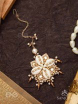 Jalkam- The Shell Cluster- Mirrors, Shells And Beads Hand Embroidered Maangtika