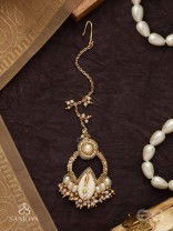Nairjar - The Divine Blessing- Pearls, Shell And Beads Hand Embroidered Maangtika