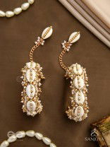 Arthogya  - The Marine Treasures - Shells And Beads Hand Embroidered Cuff Bracelets (Set Of 2)