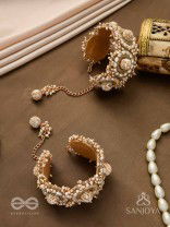 Shlaghya - The Glorious Creations - Beaded Hand Embroidered Cuff Bracelets (Set Of 2)