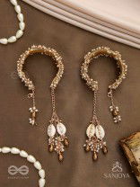 Kapardak - The Angel Braids - Beads, Shells And Glass Drops Hand Embroidered Cuff Bracelets (Set Of 2)