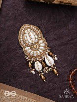 Attalika - The Lavish Castles - Shells, Beads And Glass Drops Hand Embroidered Hair Accessory 