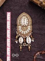 Attalika - The Lavish Castles - Shells, Beads And Glass Drops Hand Embroidered Hair Accessory 