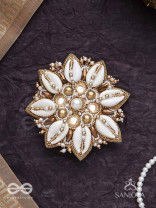 Ucchvasit - The Cowrie Bloom - Mirrors, Shells And Beads Hand Embroidered Hair Accessory