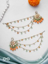 Prasumat - The Ornate Flowers - Polki And Kundan Finished Hand Embroidered Chain Earrings