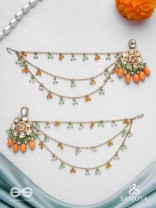 Prasumat - The Ornate Flowers - Polki And Kundan Finished Hand Embroidered Chain Earrings