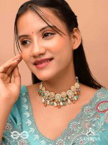 Vesht - The Dreamy Skies - Beads, Polki And Kundan Finished Hand Embroidered Neckpiece