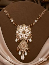 Nripatva - The Royal Art - Shells, Mirrors, Beads And Pearl Drops Hand Embroidered Neckpiece