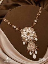 Nripatva - The Royal Art - Shells, Mirrors, Beads And Pearl Drops Hand Embroidered Neckpiece