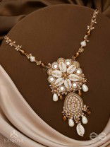 Nripatva - The Royal Art - Shells, Mirrors, Beads And Pearl Drops Hand Embroidered Neckpiece