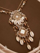 Abhivrish - The Shell Shower - Shells, Mirrors, Beads And Glass Drops Hand Embroidered Neckpiece