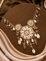 Anvadhya - The Splendid Divinity - Shells, Beads, Pearl And Glass Drops Hand Embroidered Neckpiece