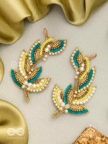 Parnin - The Embellished Feathers - Beads, Sequins And Cutdana Hand Embroidered Earrings