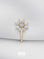 The Gorgeous Bloom - Golden Cubic Zirconia  NoseRing (NON-PIERCING)