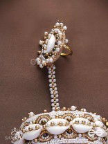 Vivriddhi - The Stream Of Prosperity - Shells, Beads, Glass And Pearl Drops Hand Embroidered Haathphool 