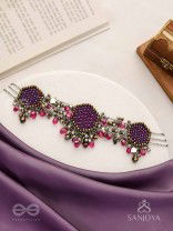Sukhodaye - The Wine Honeycomb - Beads And Glass Drops Hand Embroidered Oxidised Choker Neckpiece