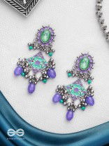 The Skyline Shore - Stone Enamelled Oxidised Earrings